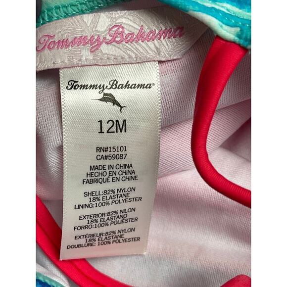 Tommy Bahama Pink Green 1 Piece Swimsuit Baby Girls Size 12M NWT - Picture 3 of 7